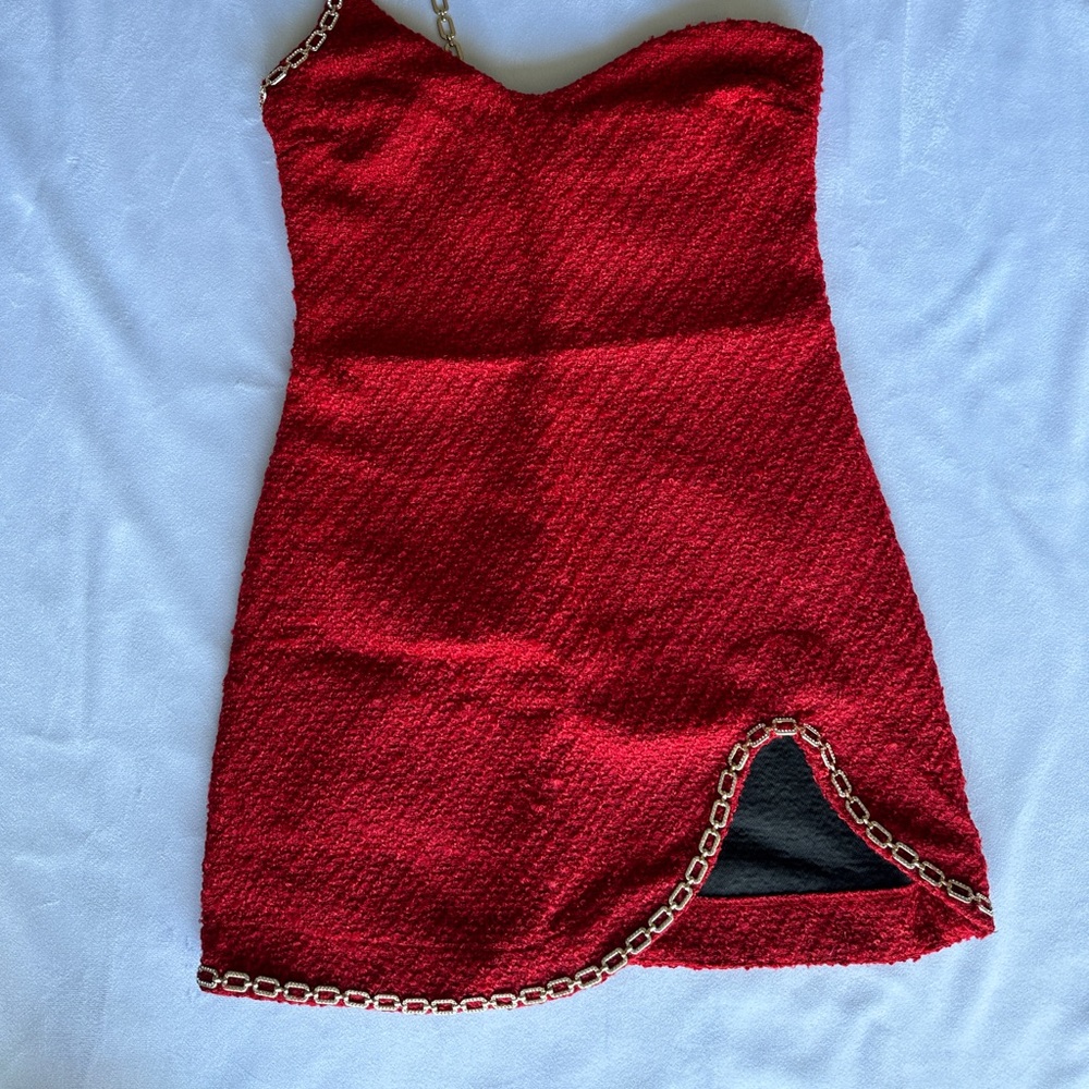 Red Tweed Mini Dress